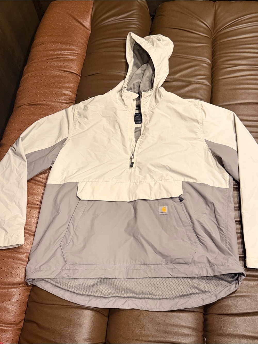 Carhartt Two-Tone Hooded rain defender Pullover in Cream & Gray